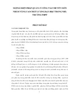 Đề tài Một số biện pháp quản lý công tác chuyên môn nhằm nâng cao chất lượng dạy-học trong nhà trường THPT