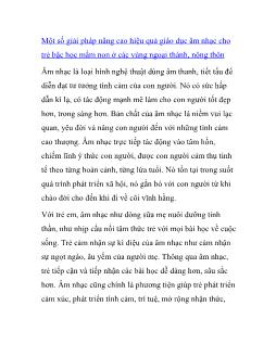 Đề tài Một số giải pháp nâng cao hiệu quả giáo dục âm nhạc cho trẻ bậc học mầm non ở các vùng ngoại thành, nông thôn