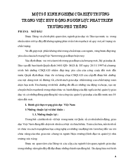 Đề tài Một số kinh nghiệm của hiệu trưởng trong việc huy động nguồn lực phát triển trường phổ thông