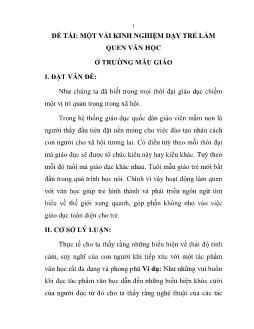 Đề tài Một vài kinh nghiệm dạy trẻ làm quen văn học ở trường mẫu giáo