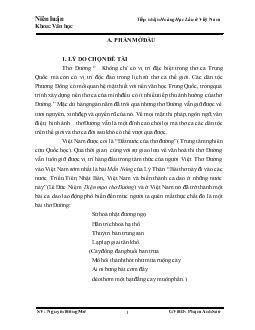 Đề tài Tiếp nhận Hoàng Hạc Lâu ở Việt Nam