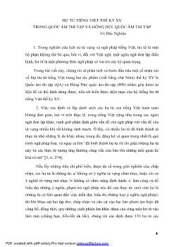 Hư từ tiếng Việt thế kỷ XV trong Quốc âm thi tập và Hồng đức quốc âm thi tập