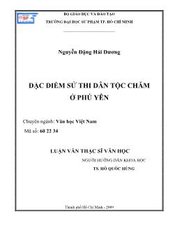 Luận văn Đặc điểm sử thi dân tộc Chăm ở Phú Yên
