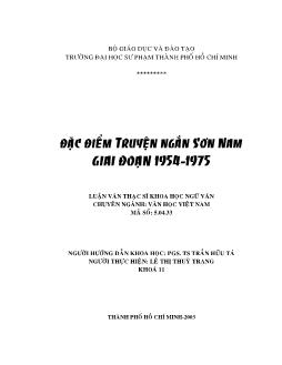 Luận văn Đặc điểm truyện ngắn Sơn Nam giai đoạn 1954-1975