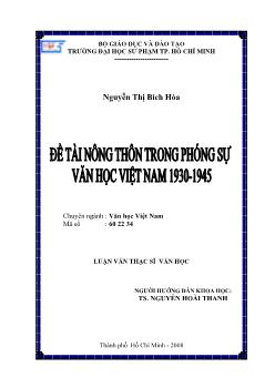 Luận văn Đề tài nông thôn trong phóng sự Văn học Việt Nam 1930 – 1945