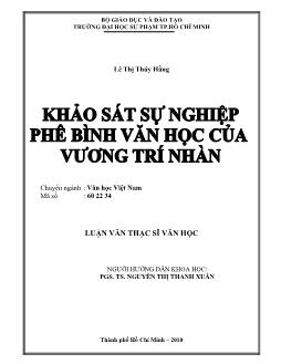 Luận văn Khảo sát sự nghiệp phê bình văn học của Vương Trí Nhàn