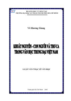Luận văn Khuất Nguyên - Con người và thơ ca trong văn học Trung Đại Việt Nam