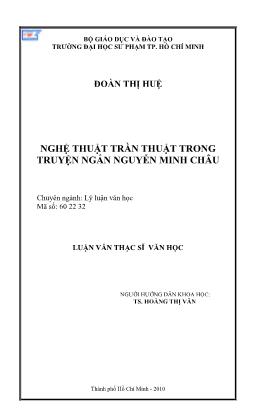 Luận văn Nghệ thuật trần thuật trong truyện ngắn Nguyễn Minh Châu