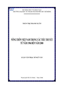 Luận văn Nông thôn Việt Nam trong các tiểu thuyết từ năm 1986 đến năm 2000