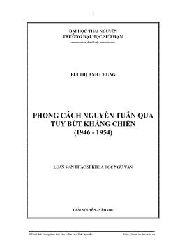 Luận văn Phong cách Nguyễn Tuân qua tuỳ bút kháng chiến (1946 - 1954)