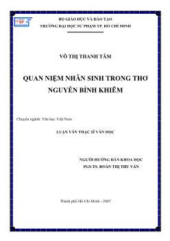 Luận văn Quan niệm nhân sinh trong thơ Nguyễn Bỉnh Khiêm