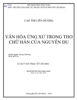 Luận văn Văn hóa ứng xử trong thơ chữ Hán của Nguyễn Du  