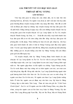 Tiểu luận Giả thuyết về văn học dân gian thời kỳ Hùng Vương