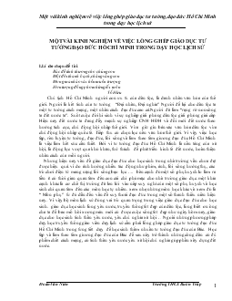 Tiểu luận Một vài kinh nghiệm về việc lồng ghép giáo dục tư tưởng đạo đức Hồ Chí Minh trong dạy học lịch sử