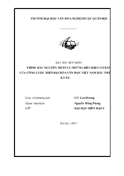 Tiểu luận Trình bày nguyên nhân và những biểu hiện cơ bản của công cuộc hiện đại hóa văn học Việt Nam đầu thế kỷ XX