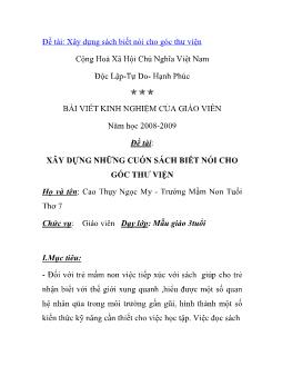 Tiểu luận Xây dựng những cuốn sách biết nói cho góc thư viện