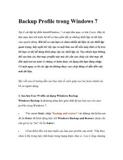 Backup Profile trong Windows 7