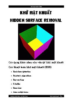 Bài giảng Đồ họa máy tính - Khử mặt khuất Hidden Surface Removal