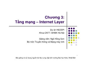 Bài giảng Tầng mạng – Internet Layer