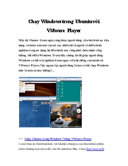 Chạy Windows trong Ubuntu với VMware Player