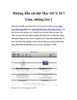Hướng đẫn cài đặt Mac OS X 10.7 Lion, những lưu ý