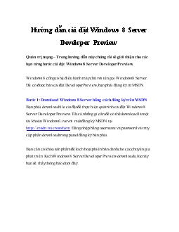Hướng dẫn cài đặt Windows 8 Server Developer Preview