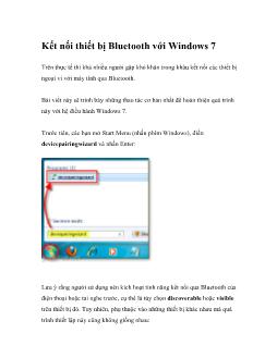 Kết nối thiết bị Bluetooth với Windows 7