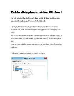 Kích hoạt bàn phím ảo mới của Windows 8