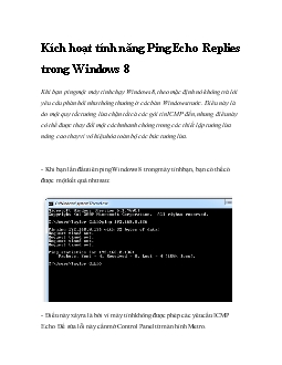 Kích hoạt tính năng Ping Echo Replies trong Windows 8