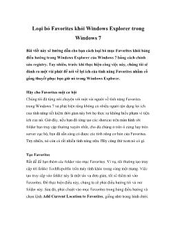 Loại bỏ Favorites khỏi Windows Explorer trong Windows 7