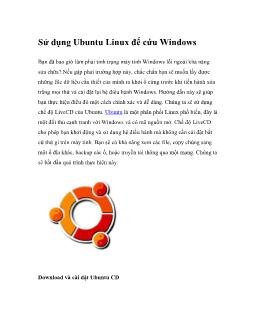 Sử dụng Ubuntu Linux để cứu Windows