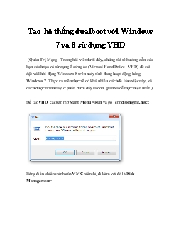 Tạo hệ thống dualboot với Windows 7 và 8 sử dụng VHD