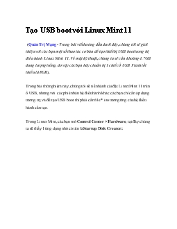 Tạo USB boot với Linux Mint 11
