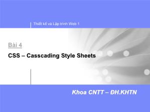 Bài giảng CSS –Casscading Style Sheets