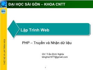 Bài giảng Lập Trình Web PHP – Truyền và Nhận dữ liệu