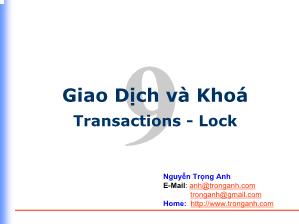 Bài giảng SQl Server 2000: Giao Dịch và Khoá Transactions -Lock