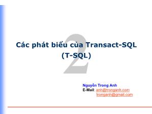Bài giảng SQL server 2000: Tổng quan về hệ quản trị cơ sở dữ liệu