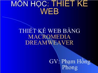 Bài giảng Thiết kế web bằng Macromedia Dreamweaver