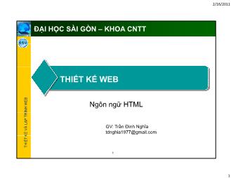 Bài giảng Thiết kế web - Ngôn ngữ HTML