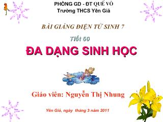 Bài giảng Sinh học lớp 7 - Đa dạng sinh học