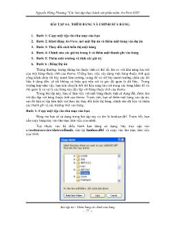 Bài tập thực hành với phần mềm ArcViewGIS - Thêm bảng và chỉnh sửa bảng