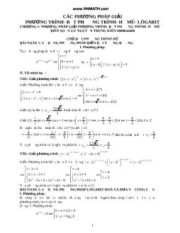 Các phương pháp giải Phương trình - Bất phương trình - hệ mũ - lôgarit