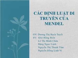 Đề tài Các định luật di truyền của mendel