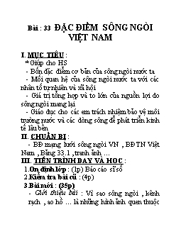 Giáo án Địa lý lớp 8 - Đặc điểm sông ngòi Việt Nam
