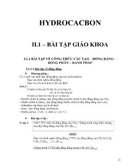 Phương pháp giải bài tập Hydrocacbon