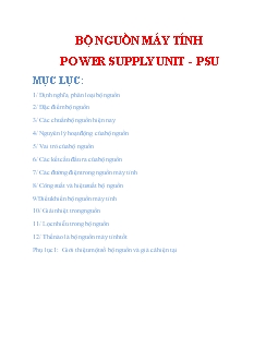 Bài giảng Bộ nguồn máy tính Power Supply Unit - PSU