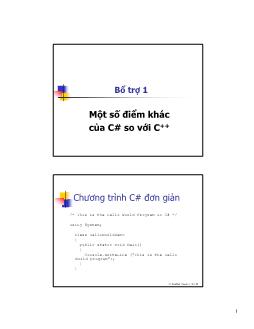 Bài giảng Bổ trợ Một số điểm khác của C# so với C ++