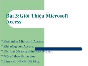 Bài giảng Giới Thiệu Microsoft Access