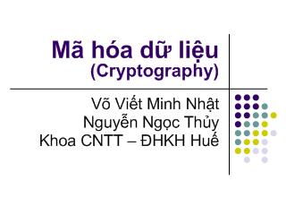 Bài giảng Mã hóa dữ liệu (Cryptography)