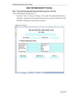 Bài tập thực hành Microsoft Excel 2007